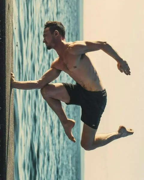 image by kevindhofer containing Barechested, Muscle, Jumping, Standing, Leg