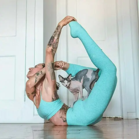 image by eleonorazampatti containing Physical fitness, Turquoise, Yoga, Leg, Arm