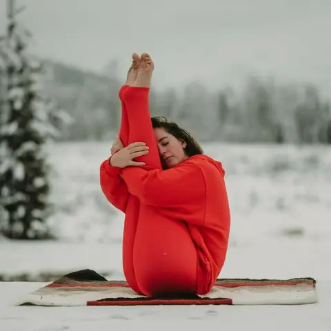 image by rootedinflowing containing Red, Arm, Snow, Joint, Balance