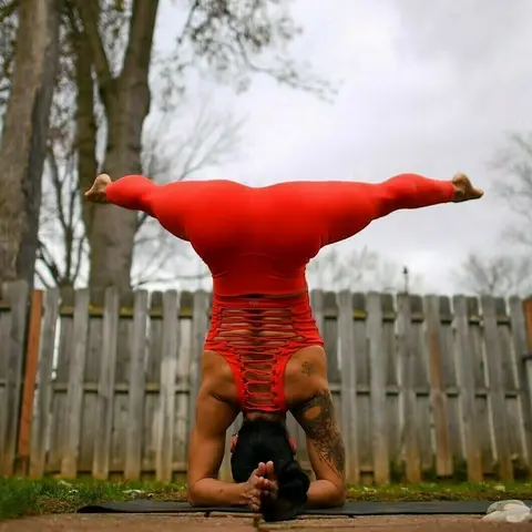 image by laurasykora containing Red, Physical fitness, Acrobatics, Leg, Arm
