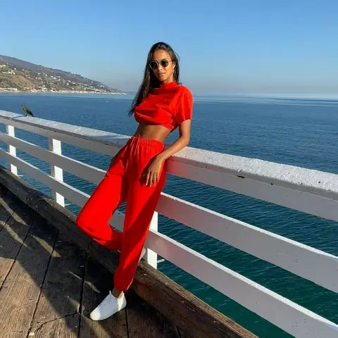 image by laisribeiro containing Clothing, Red, Dress, Shoulder, Leg