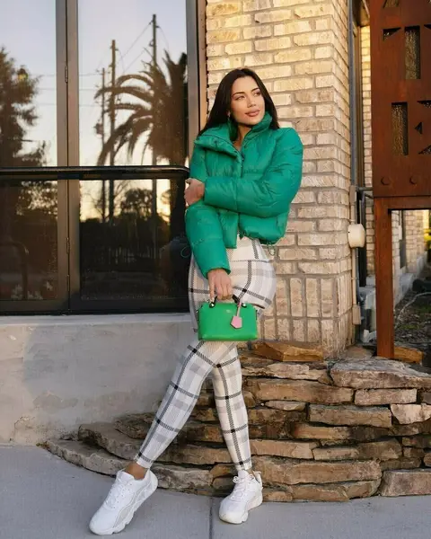 image by georginamazzeo containing green, white, shoe, woman, plaid
