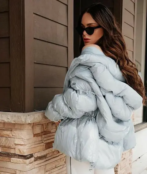 image by alo containing Outerwear, Hairstyle, Shoulder, Vision care, Sunglasses
