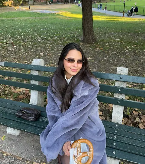 image by fiona.bl containing bench, woman, sit, pretzel, blanket