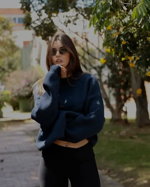 image by paulinavegadiep containing woman, blue, sweater, stand, wear