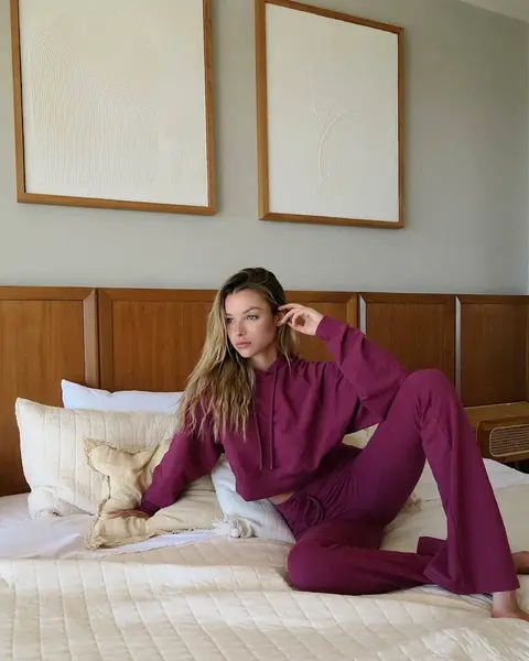 image by madtev containing woman, bed, hotel room, lay, purple