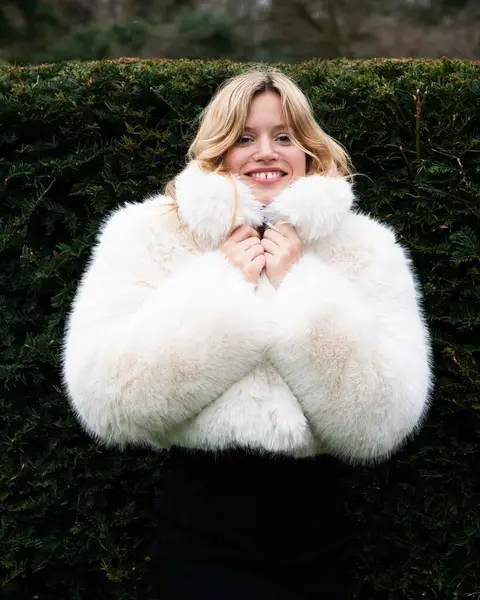 image by georgiamayjagger containing woman, white, fur coat, coat, wear