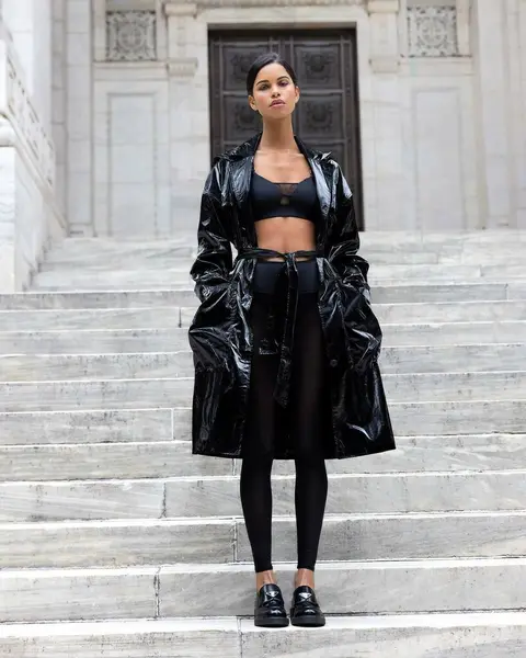 image by daianesodre containing black, woman, stand, stair, wear