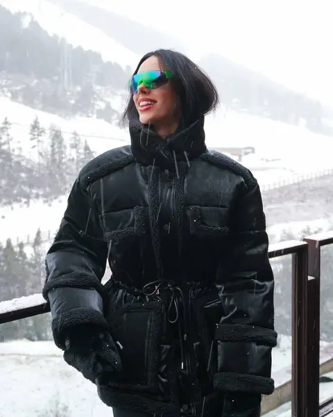 image by brunabiancardi containing woman, stand, sunglasses, wear, snow