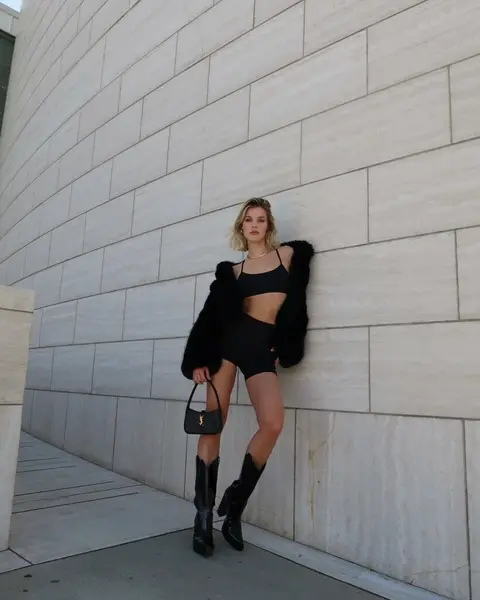 image by joycorrigan containing boot, black, woman, wall, dress