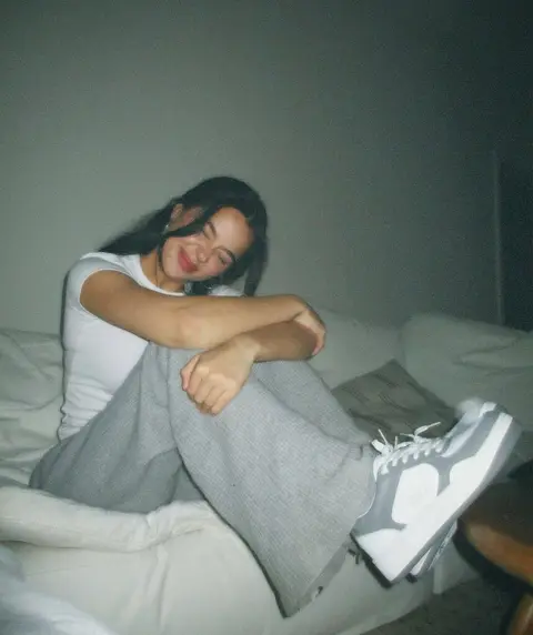 image by tessabrooks containing woman, sit, bed, couch, shoe