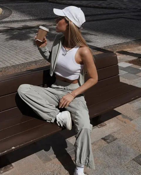image by debiflue containing woman, bench, sit, coffee, cup