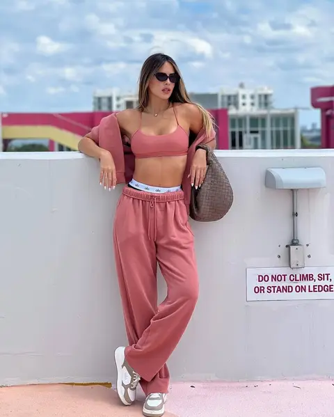 image by shadelima containing woman, pant, crop top, pink, stand