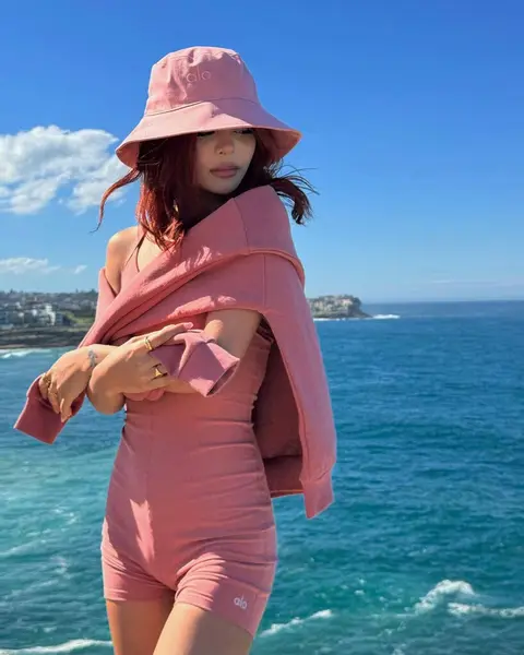 image by lilymaymac containing pink, woman, hat, sea, wear