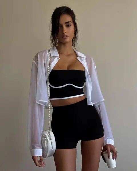 image by giizeleoliveira containing woman, white, short, black, pose