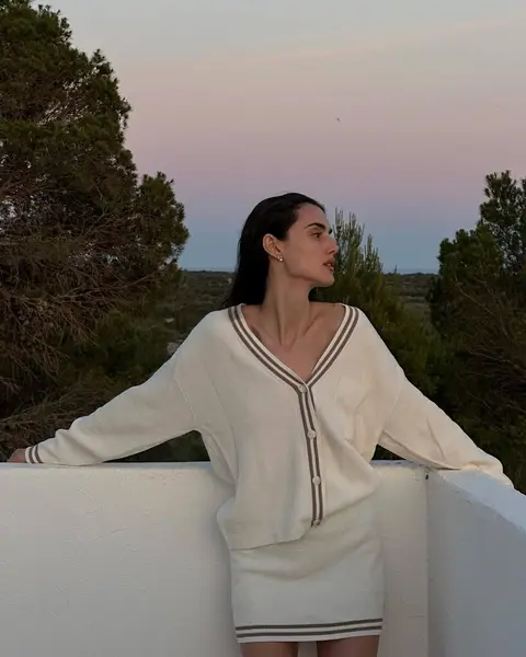 image by blancapadilla containing woman, stand, balcony, white, sweater