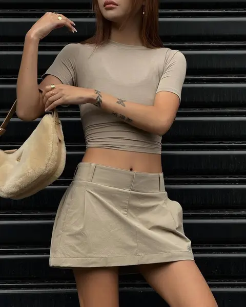 image by lilymaymac containing woman, handbag, dress, short, bag