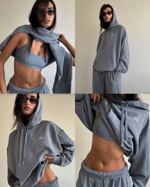 image by giizeleoliveira containing woman, hoodie, pose, wear, gray