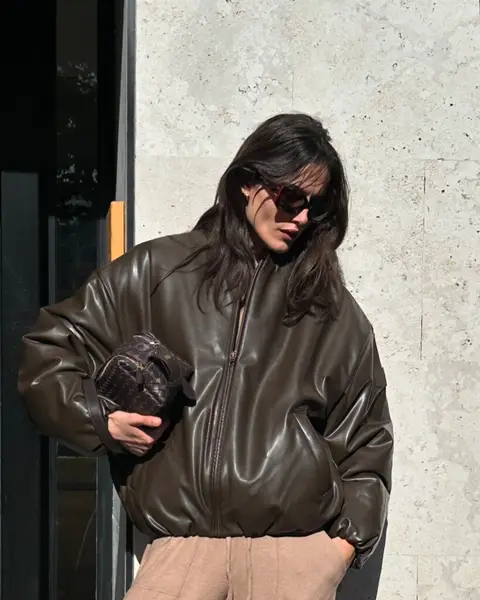 image by blancapadilla containing wear, leather jacket, sunglasses, brown, jacket