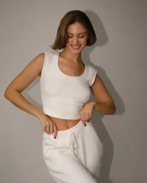 image by carmellarose containing white, woman, pant, wear, pose