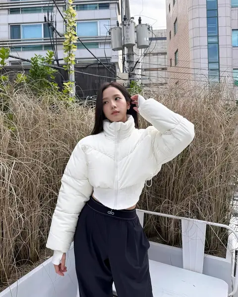 image by sooyaaa__ containing woman, stand, white, wear, jacket