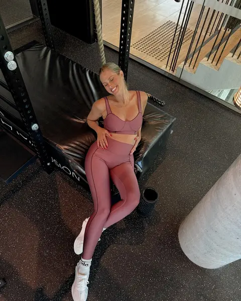 image by natalie_roser containing woman, gym, tight, pink, girl