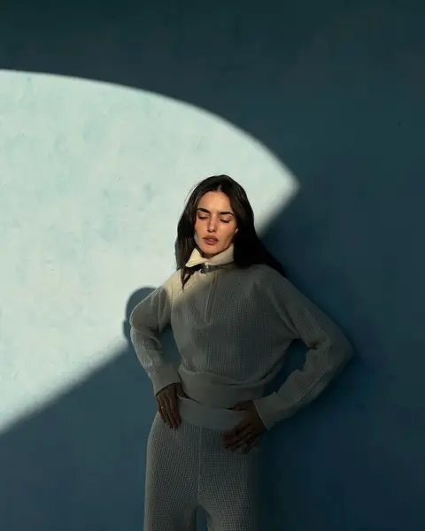 image by blancapadilla containing woman, wall, sweater, stand, gray