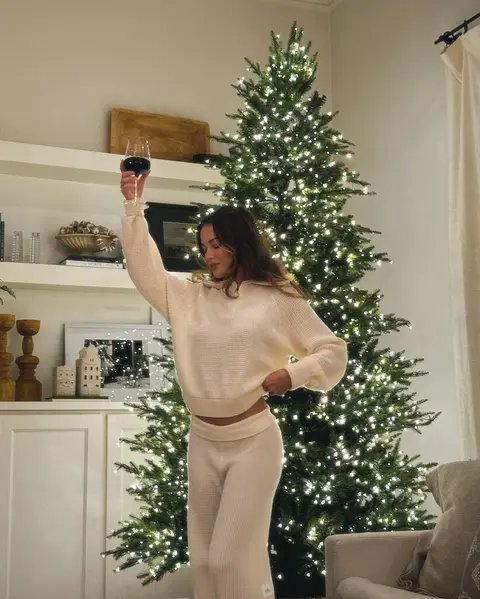 image by tessabrooks containing woman, christmas tree, cup, wine, christmas