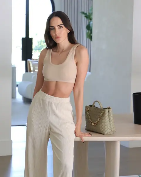 image by danielaboterofficial containing woman, white, pant, stand, crop top