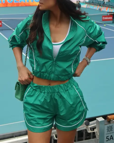 image by sofiaresing containing woman, green, short, tennis player, dress