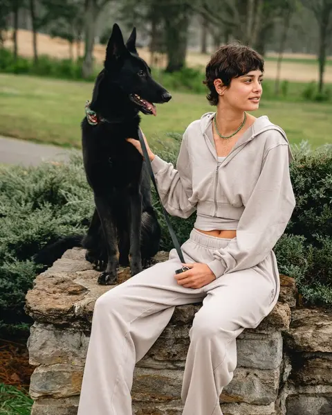 image by taylor_hill containing woman, dog, sit, black, leash