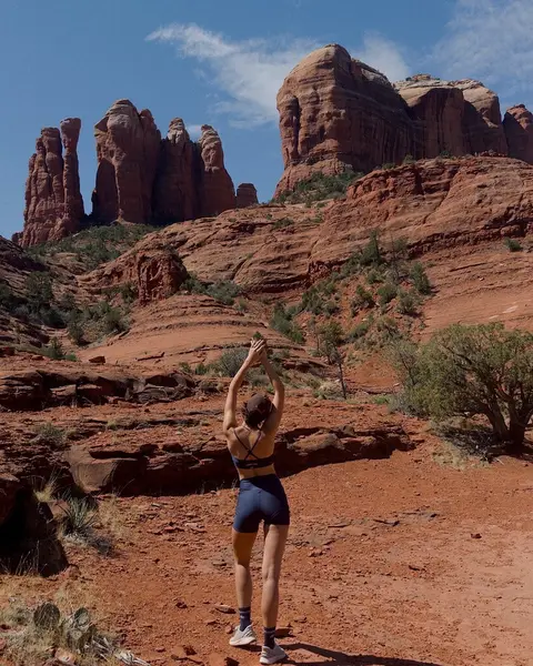 image by taylor_hill containing woman, desert, yoga, rock formation, stone