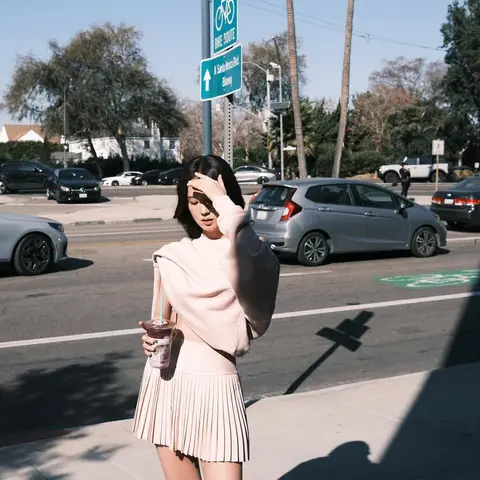 image by sooyaaa__ containing woman, dress, road, stand, coffee