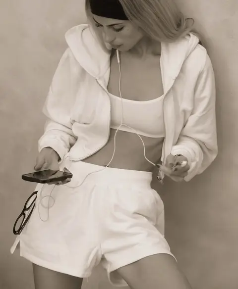 image by elinwarn containing woman, earphone, short, music, white
