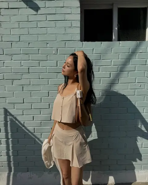 image by chaileeson containing woman, stand, wall, dress, lean