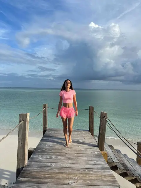 image by elenagalera containing woman, walk, pink, beach, dock