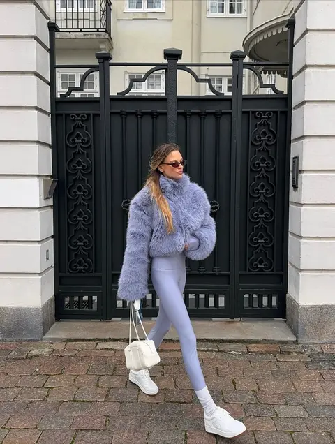 image by annawinck containing white, woman, fur coat, legging, shoe