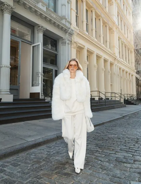image by elizabethsulcer containing white, woman, fur coat, walk, wear