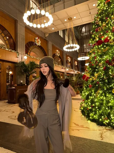 image by lilymaymac containing woman, christmas tree, christmas, walk, hallway