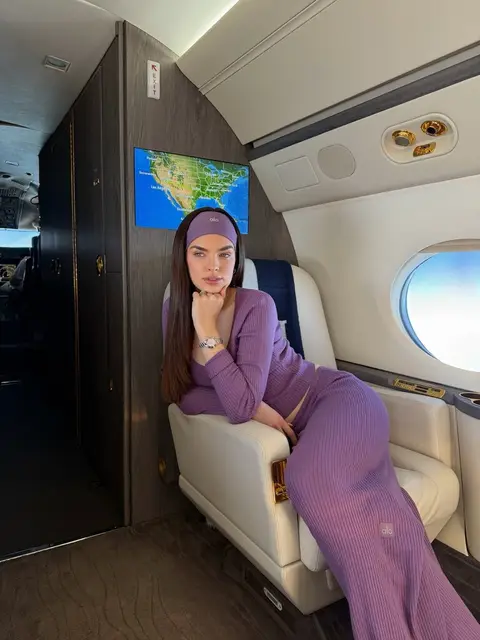 image by nadiaferreira containing woman, plane, sit, purple, seat