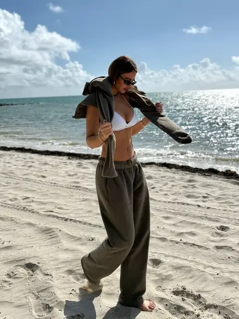 image by shadelima containing woman, beach, walk, pant, white