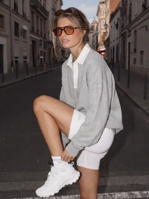 image by debiflue containing white, woman, shoe, sit, sunglasses