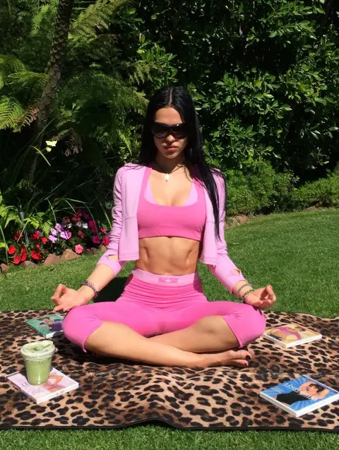 image by ameliagray containing woman, sit, pink, yoga, blanket