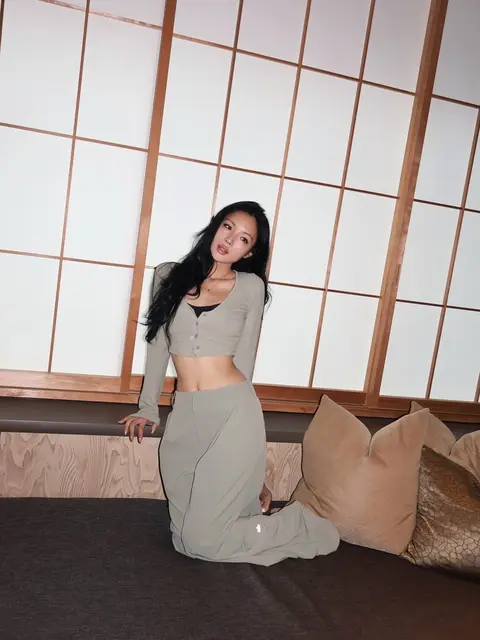 image by chaileeson containing woman, pose, dress, gray, couch